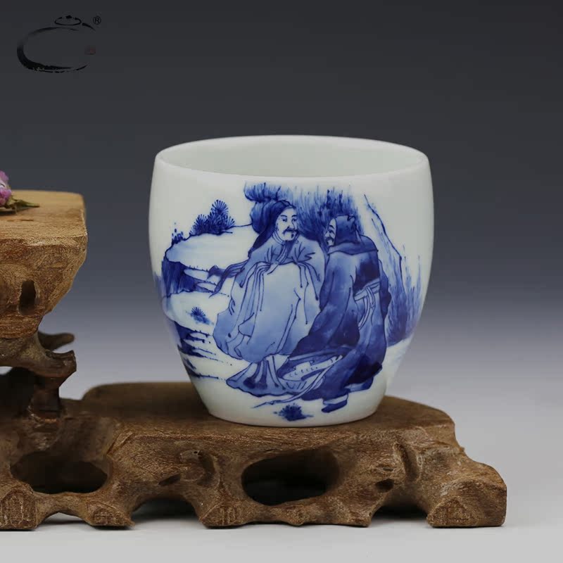 Jing DE auspicious hand - made esteeming harmony of the masters of blue and white porcelain of jingdezhen ceramic cups manual kung fu tea bowl