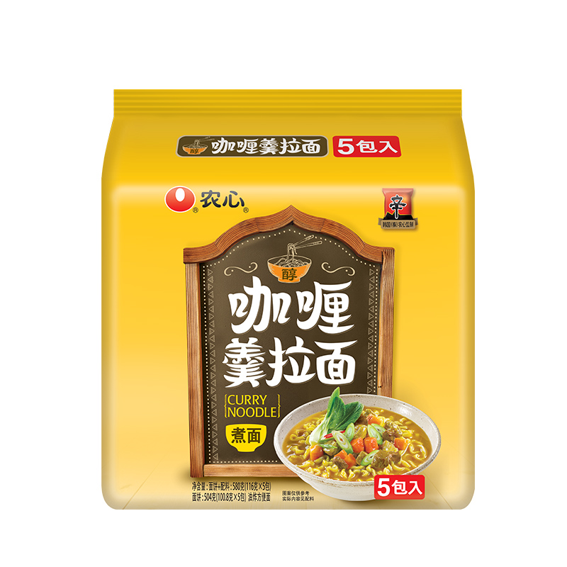 农心 咖喱牛肉拉面/方便面泡面 116g/包x5 五连包装拉面泡面产品展示图5