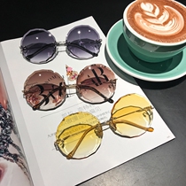 ins new round borderless cutting sheet sunglasses lace fashion handsome sun glasses translucent ocean glasses