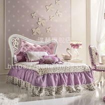 Childrens bed girl princess bed European style Pink single bed small bed Child bed Solid wood 1 2 meters customized