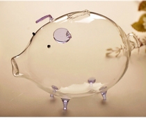 Piggy transparent glass piggy bank savings can not be taken out of the girl childrens birthday gift decorations