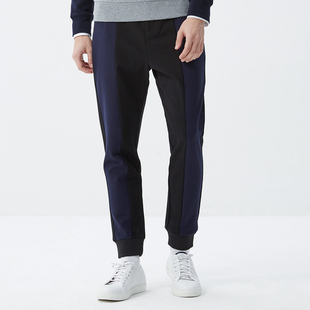 mecity男休闲裤中线分割针织裤