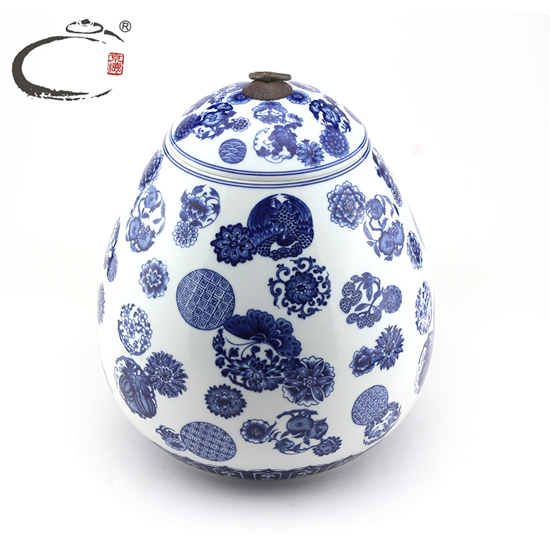 And auspicious jingdezhen blue And white spends caddy fixings hand - made ceramic all hand large gifts tea boxes