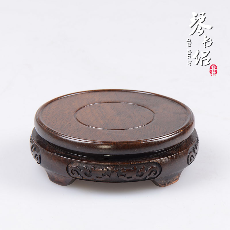 Black catalpa wood round red solid wood carve patterns or designs on woodwork base it vase flowers bonsai stone, jade crafts base