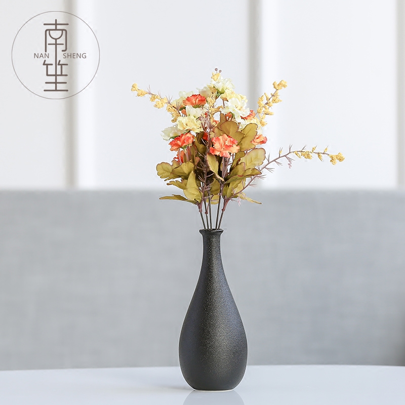 Nan sheng household act the role ofing is tasted, black ceramic vase simulation flower, dried flower flower, furnishing articles ornaments of TV bar face