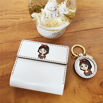 HULLY Snow White Original Handmade Short Wallet Vegetable Tanning Leather Short Clip Girl's Heart Birthday Gift