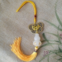 Ming curse White Jade gourd unloading feng shui five Emperor money hanging pieces