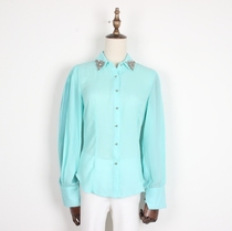 Spring and summer new womens clothing to be turned in for a long sleeve snow-spinning shirt commuting retro small-yard snow-spinning-shirt