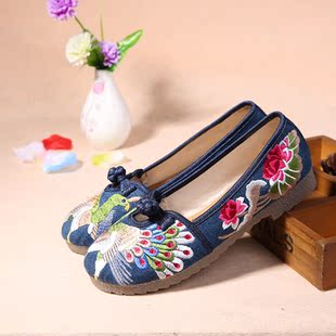 台艺原创精美手工绣花鞋老北京布鞋防滑平底妈妈孕妇时尚盘扣女鞋