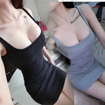 2021 new ultra-short vest skirt summer womens sexy hip tight thin white suspender dress tide