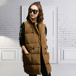 依妮芙棉马甲女秋冬中长款2016冬季新款女装