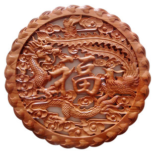 挂饰 龙凤呈祥促姻缘保和谐/增进感情/挂饰50 精雕桃木龙凤福字