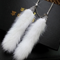 Car pendant jewelry enlarged mink hair car decoration car decoration fox hair rearview mirror crystal pendant