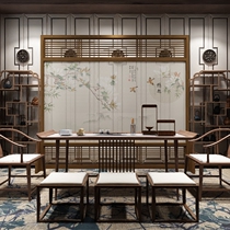 Chinese Solid Wood Screen Partition Hollowed-out Living Room Hotel Restaurant Screen Xuanguan Solid Wood Cloth Art Semi-Overdraft Flower Bird Holder screen