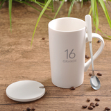 創意陶瓷杯子大容量水杯馬克杯簡約情侶杯帶蓋勺咖啡杯牛奶杯定制