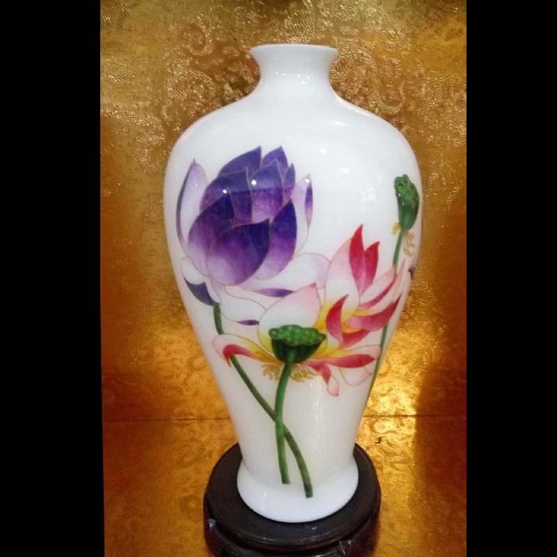Jingdezhen art mesa high Bai Jing lotus lotus flower vase art furnishing articles porcelain vases, mei bottle