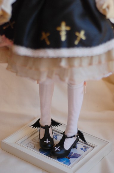 SQ poem embroidery small high heel wing shoes BJD 1 4 1 6 1 3 bear girl rabbit bean four points six points