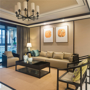新中式沙发简约现代中式实木布艺沙发组合大小户型客厅样板房家具