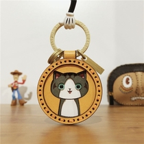 HULLY kitten custom bag pendant female original handmade leather car key chain birthday gift