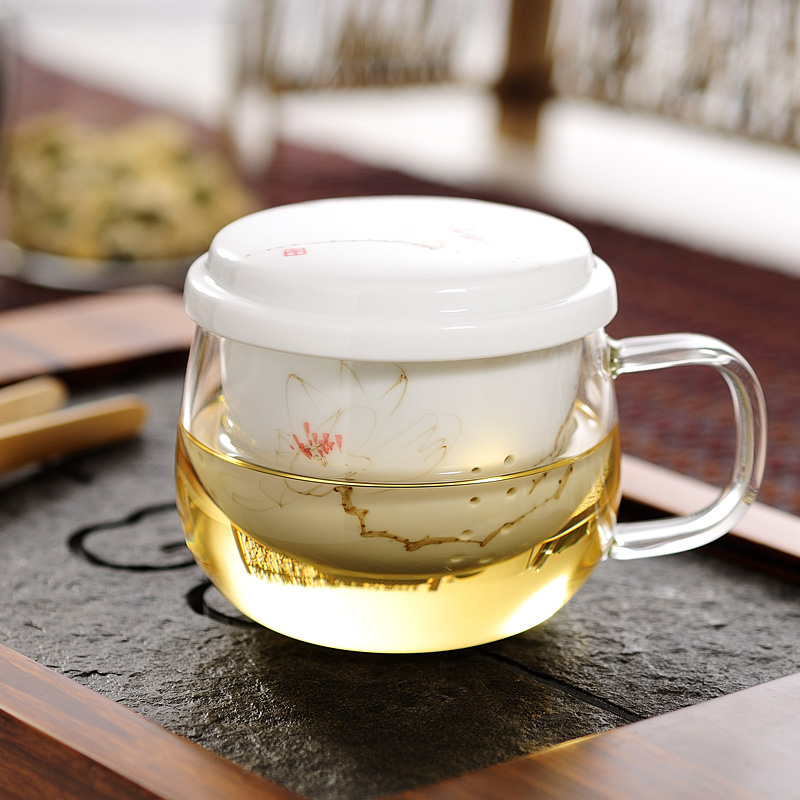 ZuoMing right device glass ceramic tea separation tank filter household transparent water cup kunfu tea tea cup