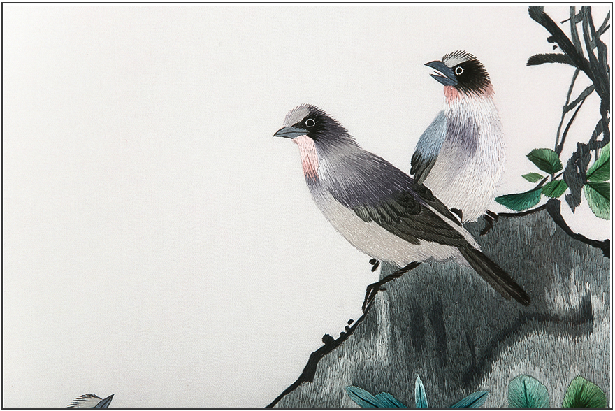 国家级非物质文化遗产 刺绣 汴绣 花鸟四条屏