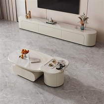 Modern simple cream style household multifunctional rock slab with bubble tea table TV cabinet combination