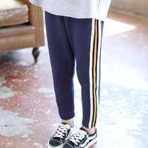 Girls plus velvet pants Ziyangqi 2021 Spring and Autumn new childrens casual pants thick loose wear big childrens sports pants