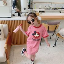 Girls summer dress short sleeve t-shirt dress 2021 new foreign style small children Baby Fashion long dress T tide