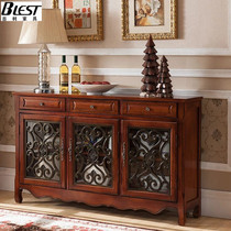 American solid wood dining side cabinet wine cabinet simple two-door three-door kitchen cupboard European retro hollow multi-layer shoe cabinet