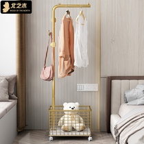 Clothes hanger floor bedroom with removable clothes hanger Home vertical clothes hat rack mesh red hanging clothes rack