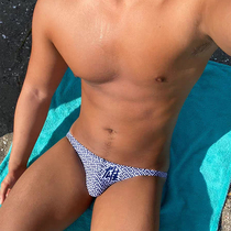 Sea anchor Jun male waist rope thong fun bikini swimming trunks Tback sexy low waist scoliosis beach beauty black