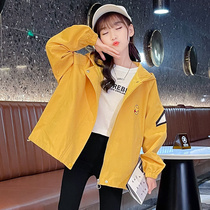 Girls Spring and Autumn 2021 New Children Korean version of the charge hooded foreign style zipper Zhongdang Tong coat coat