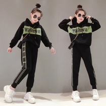 Eurgoods Lianhood sports suit womens spring autumn 2022 new fashion foreign gas loose long pants casual two-piece set