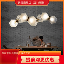 Nordic restaurant chandelier modern simple creative personality DNA Glass molecular table bar long chandelier multi head