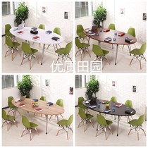 Oval conference table simple modern desk staff training small staff to negotiate reception table and chair combination