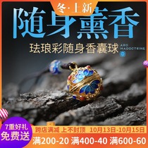 Pure copper hollow sachet ball fragrant ball ball hollow aromatherapy ball bracelet pendant wear pendant antique wind incense bag