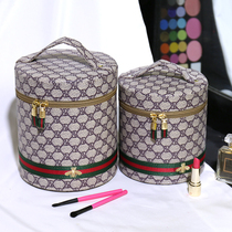 Cosmetic bag female portable 2021 new large capacity retro cylinder cosmetics storage bag portable cosmetic case