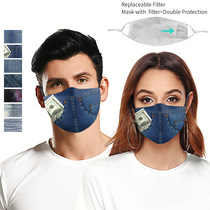 3D digital printed denim protective mask can be equipped with filter chip anti-haze dust mask for men and women