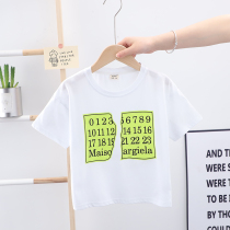 Boy t-shirt short sleeve 2022 new summer printed foreign air CUHK child pure cotton suction sweaty half sleeve blouses