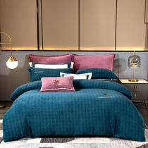 Winter light lavish milk suede with four sets of velvet cover flannel velvet plush bed linen simplicity of pure color Coral Suede Winter