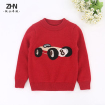 Boys sweater pullover middle child pure cashmere sweater female baby wool base shirt thick childrens sweater red