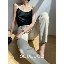 SOUL JUC jeans female high waist and slim fit slim fit 90% pants straight cylinder light color