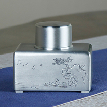 Manual Engraving Square Rhyme Tea Pot Arts master Li Zisen Yunnan an old pure tin 999