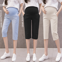 Pregnant women pants children summer thin fashion Capri pants wear nine-point leggings thin cotton linen 7-point spring and autumn