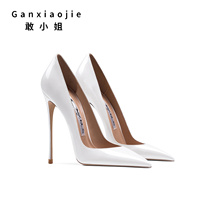 Dare Miss 2022 Autumn new European and American High heel Heels Female Ultrafine Heel Pointed Sexy Light Oral Career White Single Shoes 12