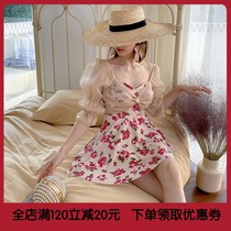 Swimsuit Women Summer 2021 New Fashion Girl Conservative Students Cover Belly Skinny Hot Spring Flower One-piece Dress Swimsuit