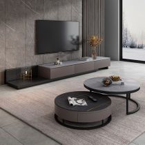 Living-style rockboard tea table small family type round tea table dining room home modern minimalist TV cabinet Tea Table Combinations