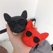 Cute sunglasses French fighting puppy airpods Pro protective cover Apple headset cover 3rd generation silicone soft shell suitable