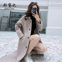 2021 autumn and winter New Korean slim wool jacket fashion long coat fashion student tweed thick female