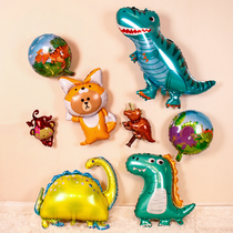 Dinosaur theme assembly aluminum film balloon childrens birthday party decoration Triceratops scene arrangement cartoon balloon